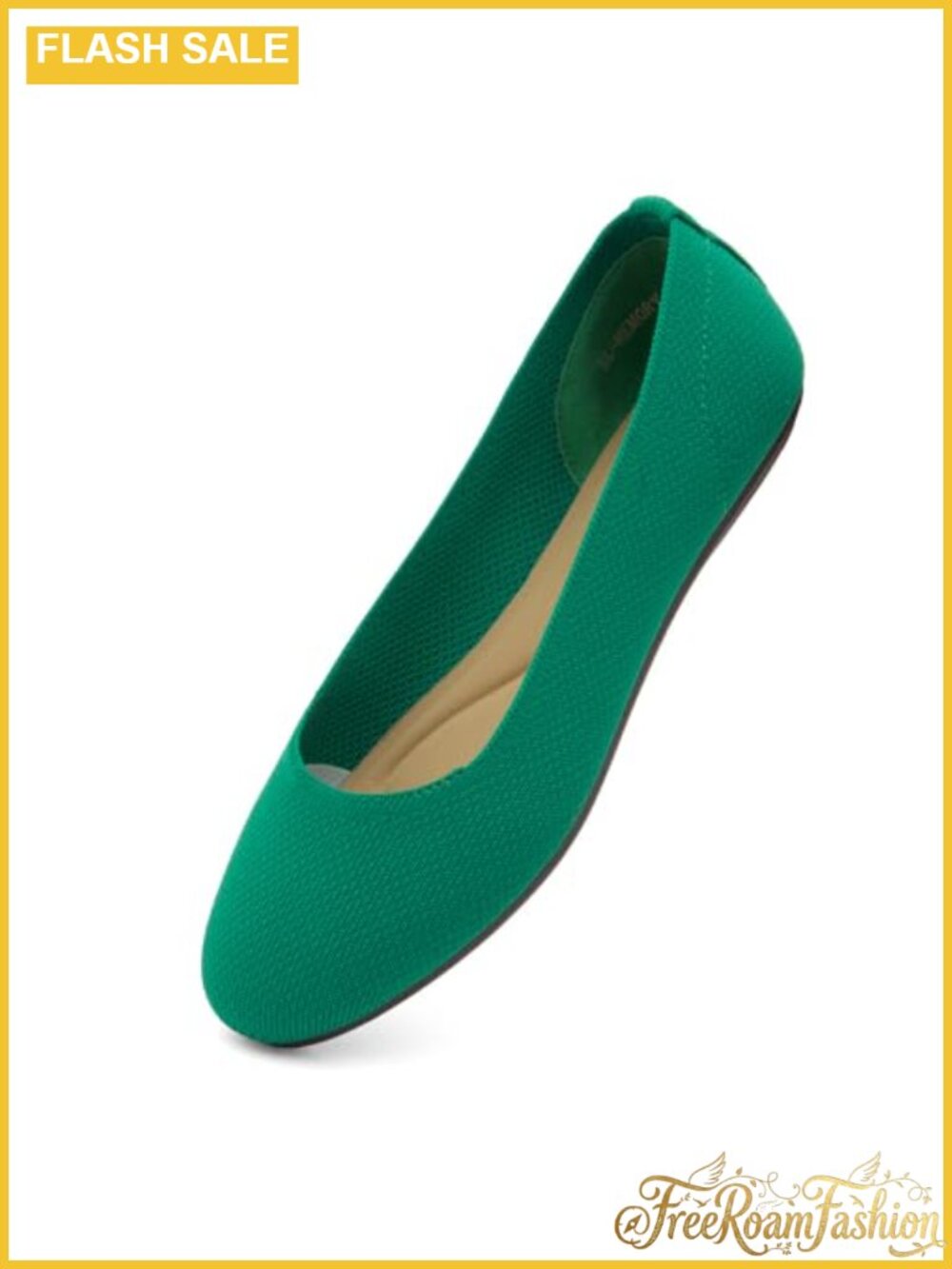 Knit Ballet Flats Square Toe Slip-On Memory Foam Women's Comfort Shoes